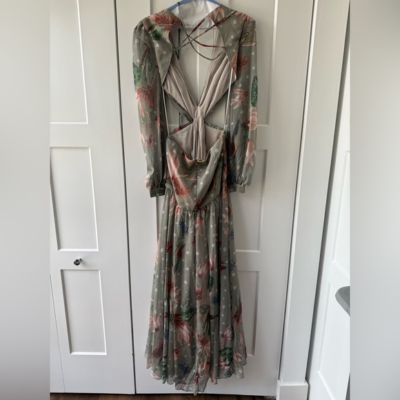 PatBO Green Halter Gown with Bishop Sleeves - Picture 5 of 6